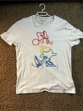 Joe Fresh White Men's Tee with Multicolor Minnie Mouse Outline